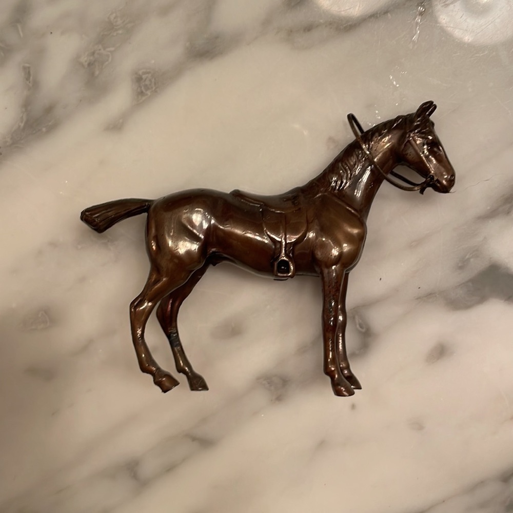 Vintage 3” bronze horse figure